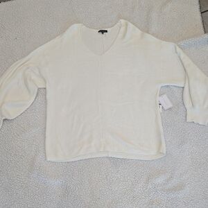 1STATE Cream‎ V-Neck Knit Top-XXL